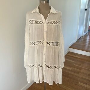 Summer Beach Dress White Cotton Tunic Beachwear/Party Dress